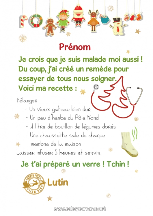 Coloriage à imprimer Malade Lutins de Noël Mission du lutin de Noël Lettres de lutins farceurs