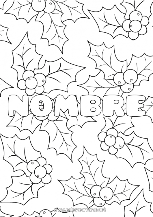 Dibujo para colorear para imprimir Invierno Acebo