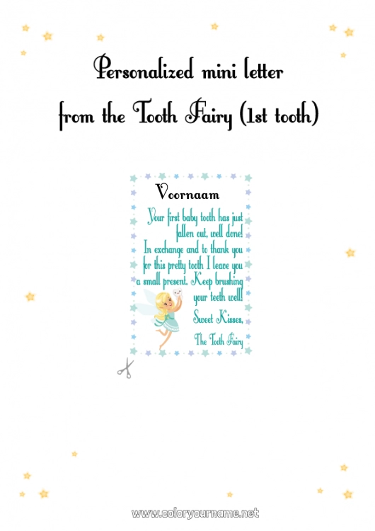 Kleurplaat om af te drukken Melktand Tandenfee Post van de Tandenfee
