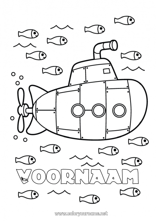 Kleurplaat om af te drukken Zee Voertuigen Onderzeeër Maritieme voertuigen