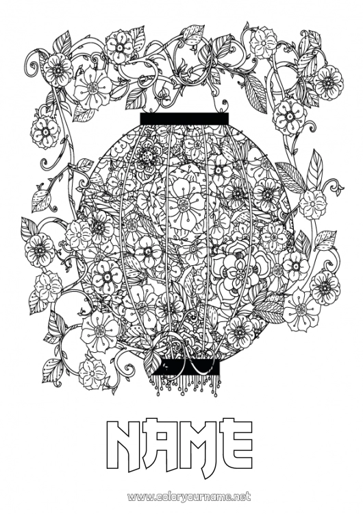 Coloring page to print Chinese New Year Chinese lantern