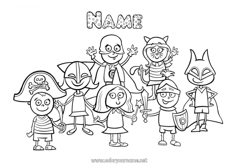 Coloring page to print Fancy dress Pirate Carnival Shrove Tuesday