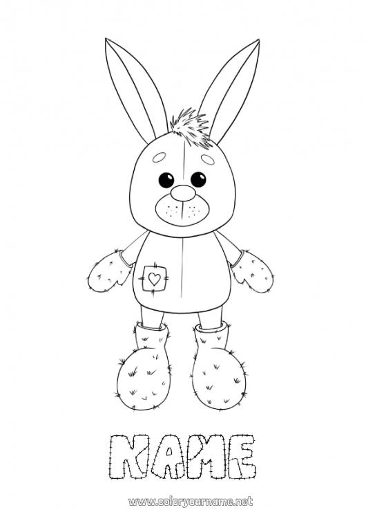 Coloring page to print Bunny Animal Forest animals Games and toys Plush