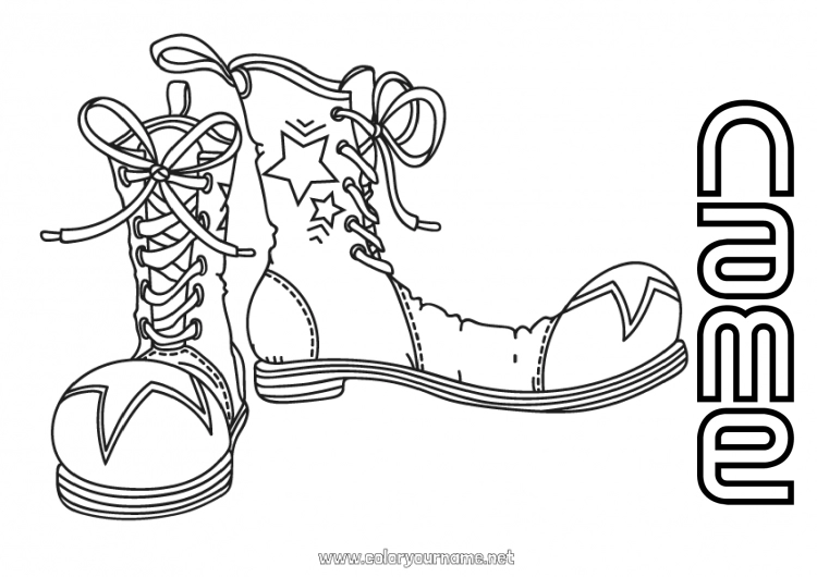 Coloring page to print Clown Carnival Shrove Tuesday Shoe Circus