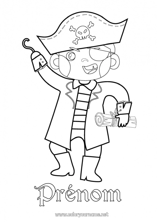 Coloriage à imprimer Déguisement Pirate Mer