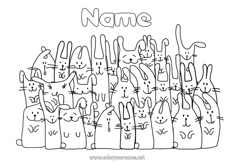 Coloring page to print Bunny 2023 Animal Forest animals