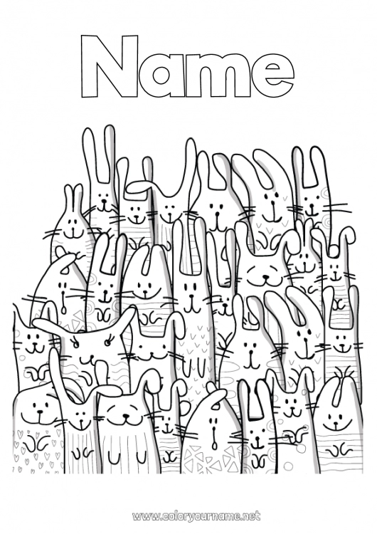 Coloring page to print Bunny 2023 Animal Forest animals