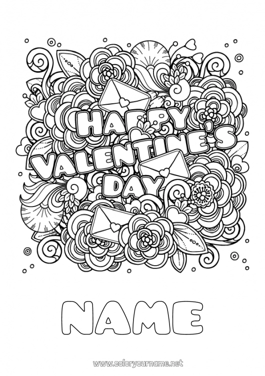 Coloring page to print Valentine's Day 