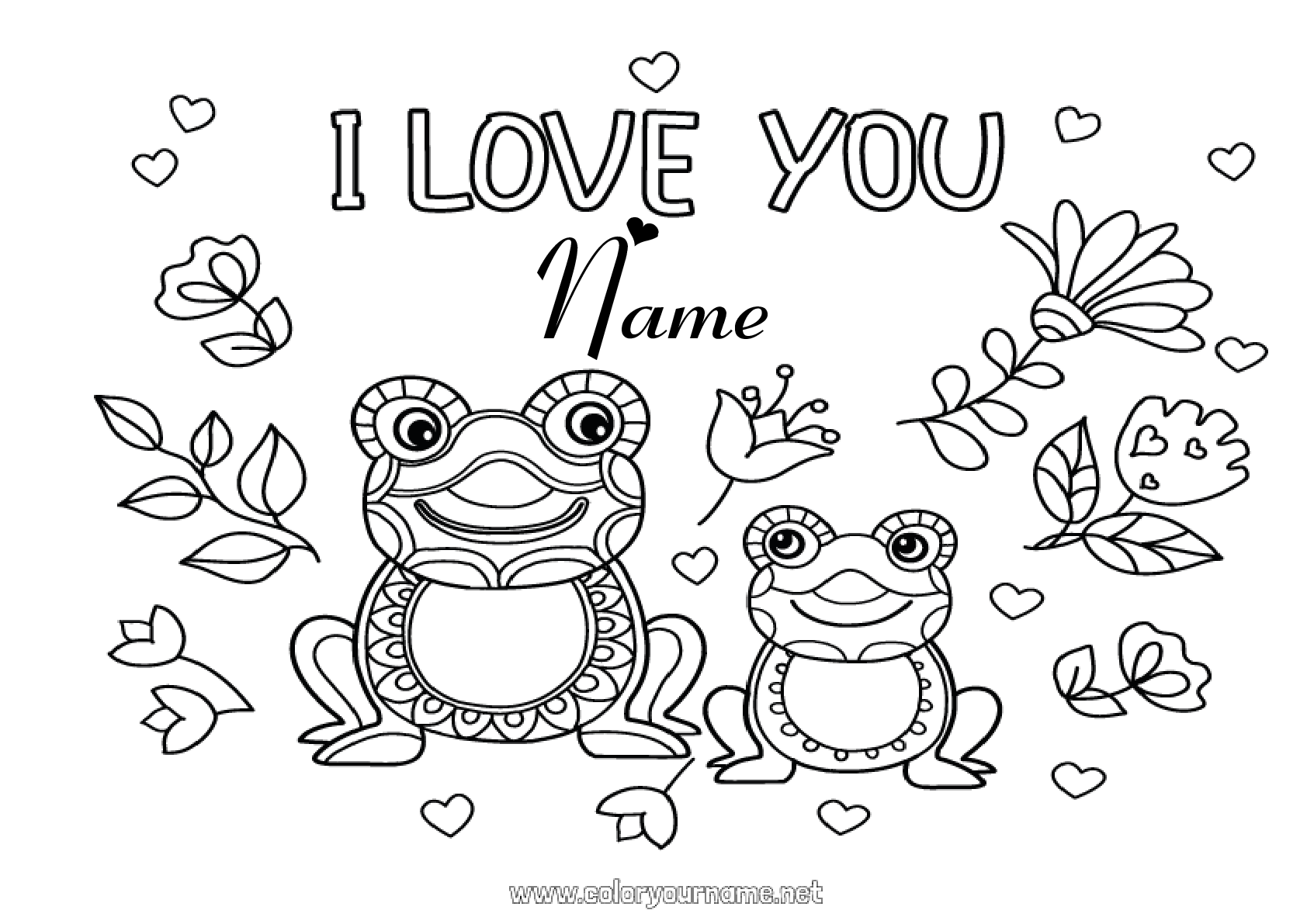 Coloring page No.1000 - Flowers Dad Mum