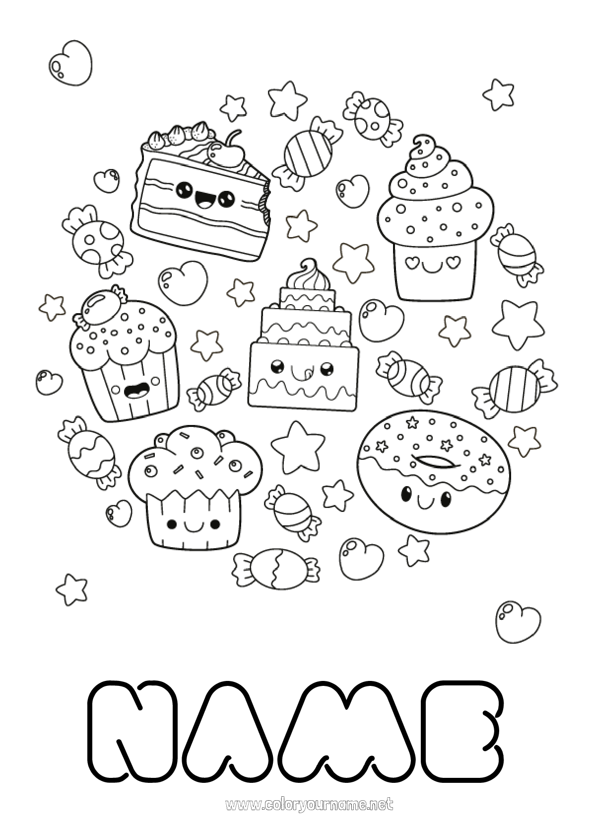 Kawaii : 37 free customizable coloring pages to print