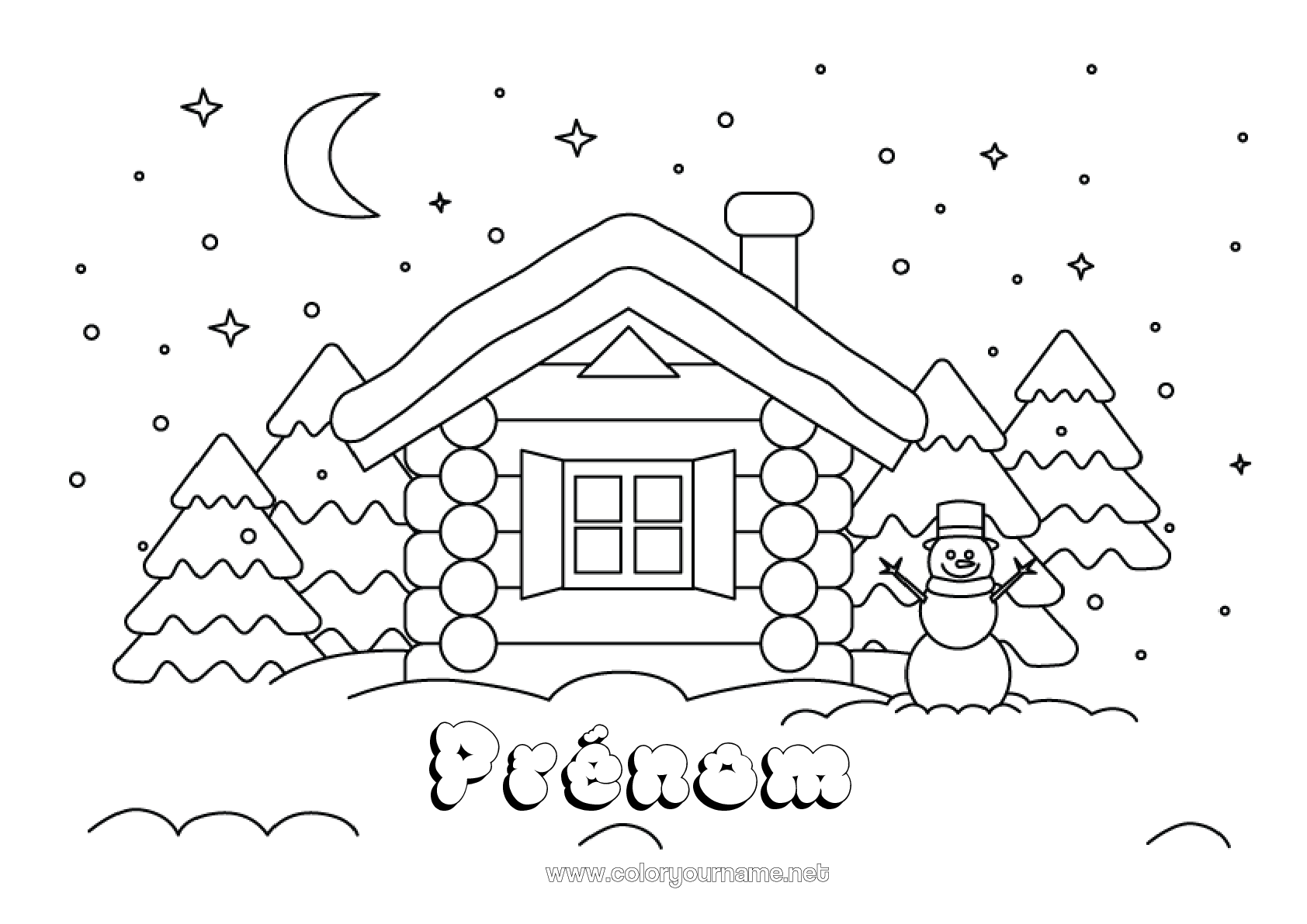 Coloriage n°1104 Neige Hiver Flocons de neige