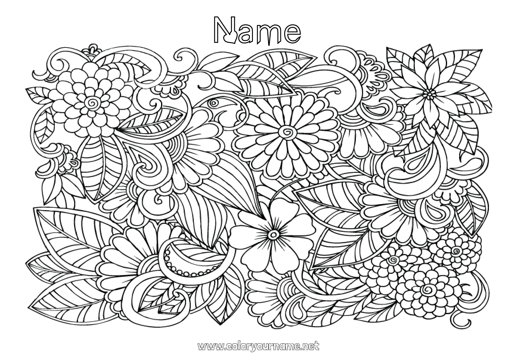 Coloring page No.1136 - Flowers Happy feast day