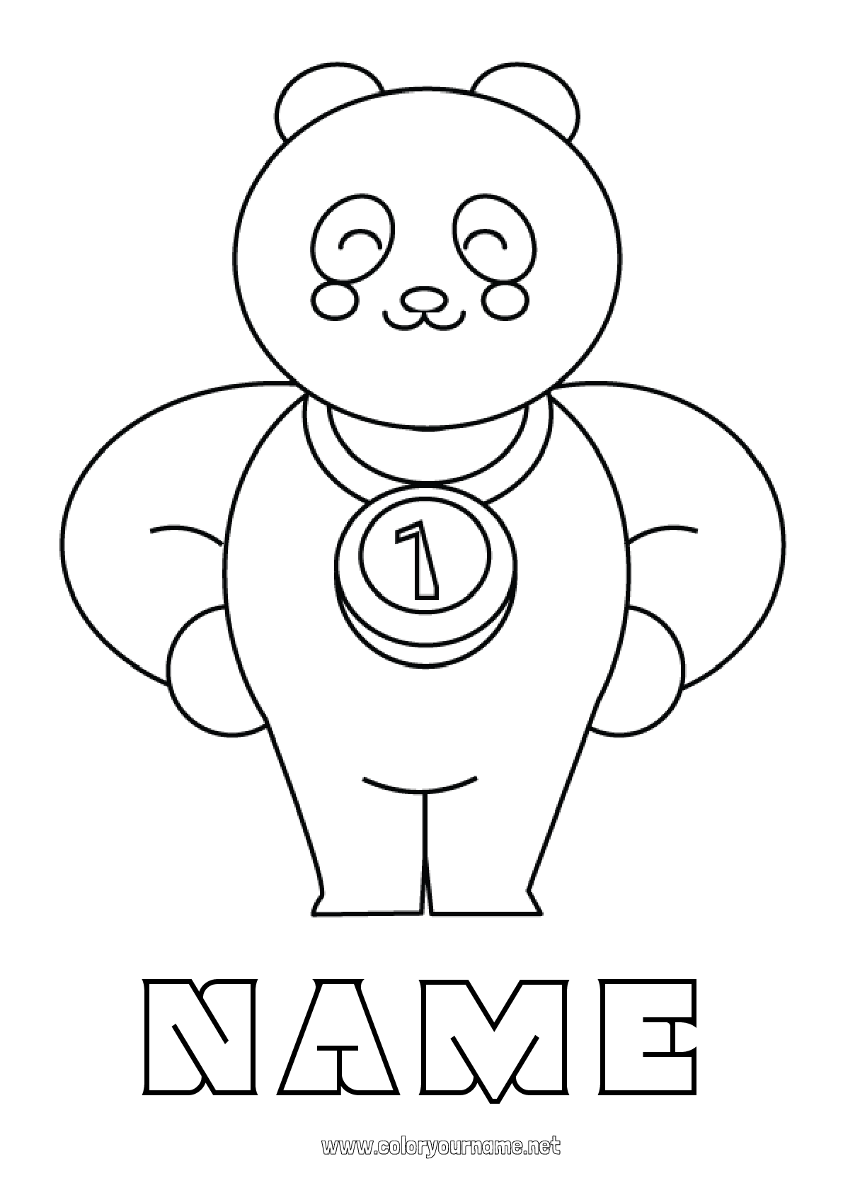 Coloring page No.1164 - Animal Cup, trophy, medal Panda