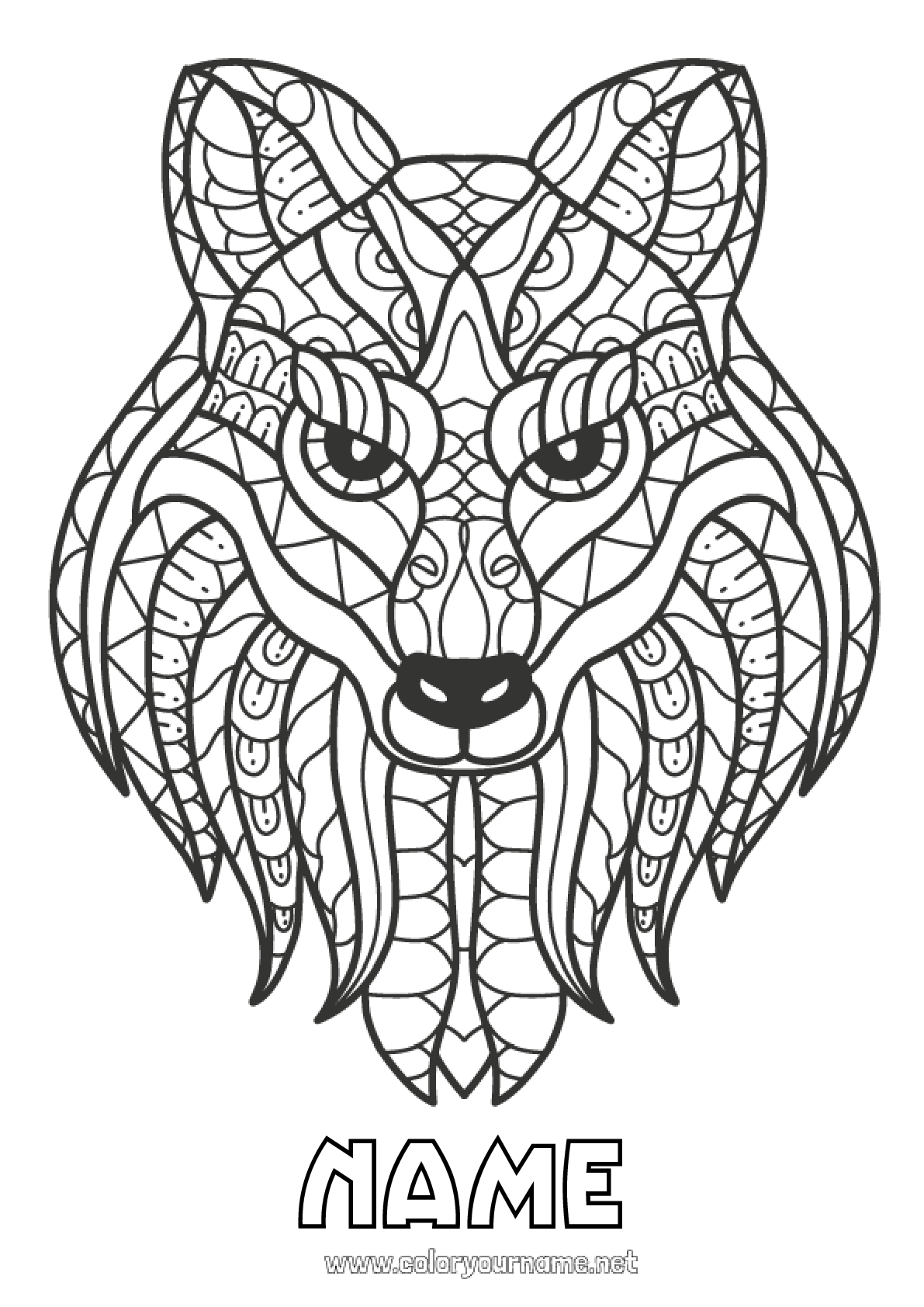 Coloring page No.1165 - Wolf Mandala Animal