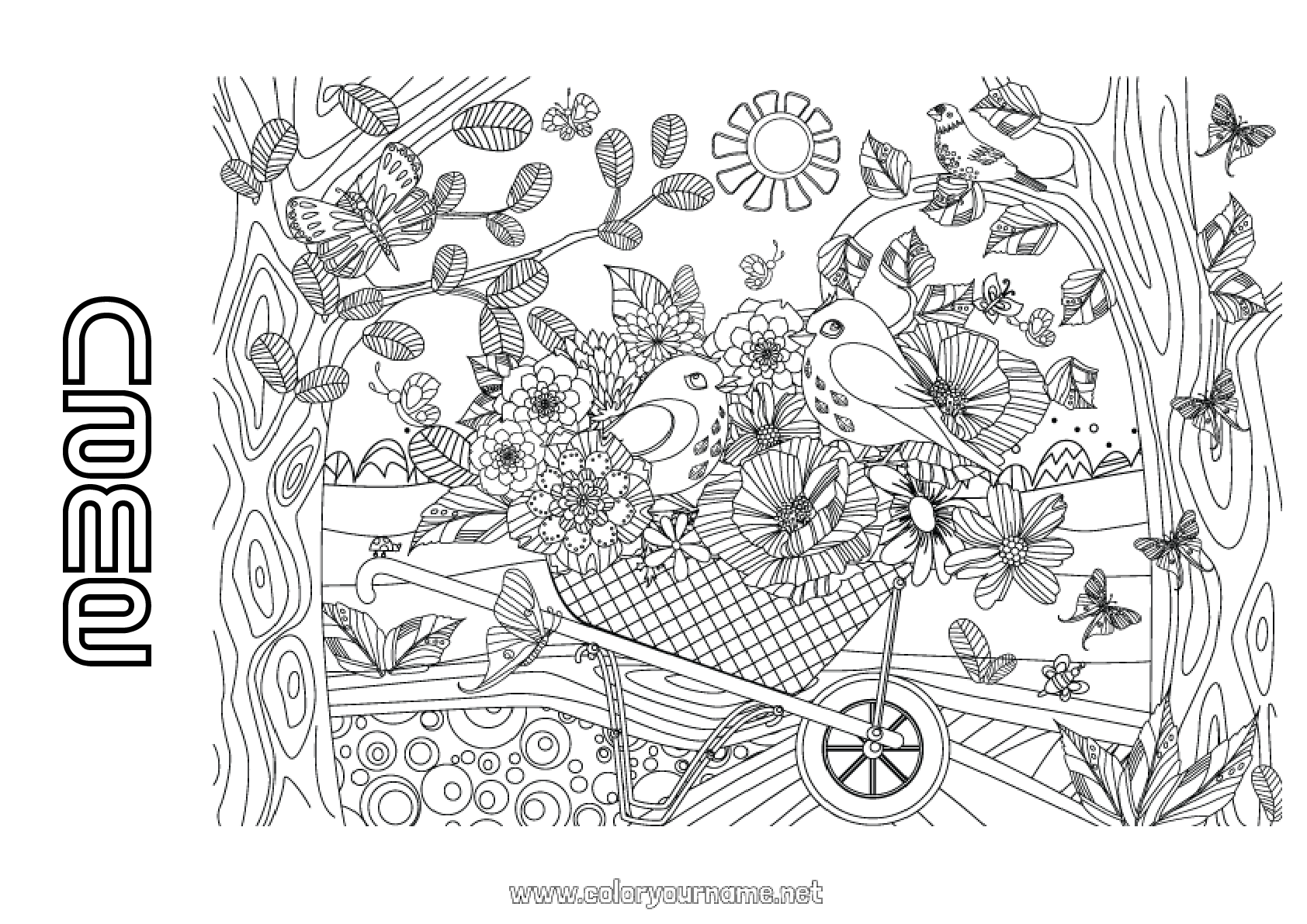 Coloring Page No.1168 - Flowers Mandala Bird