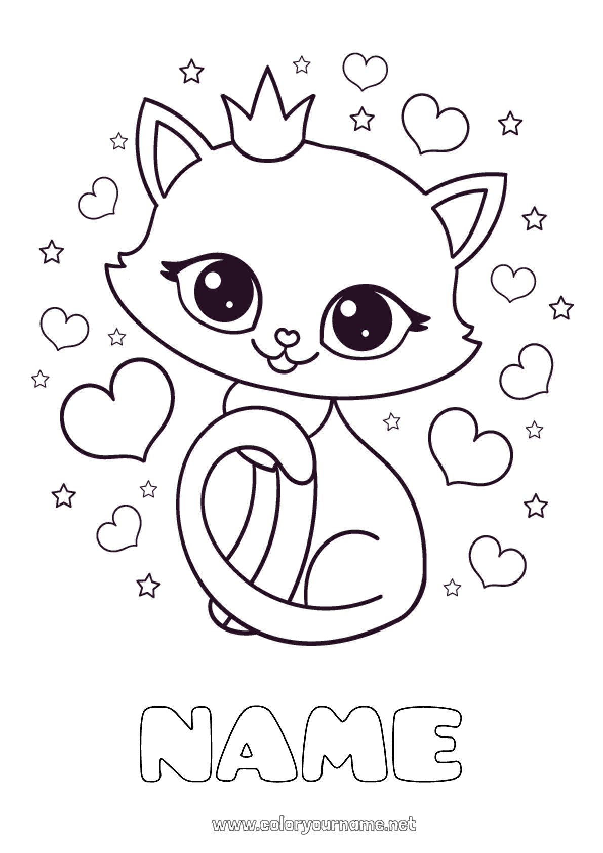 Coloring page No.1187 - Cute Heart Cat