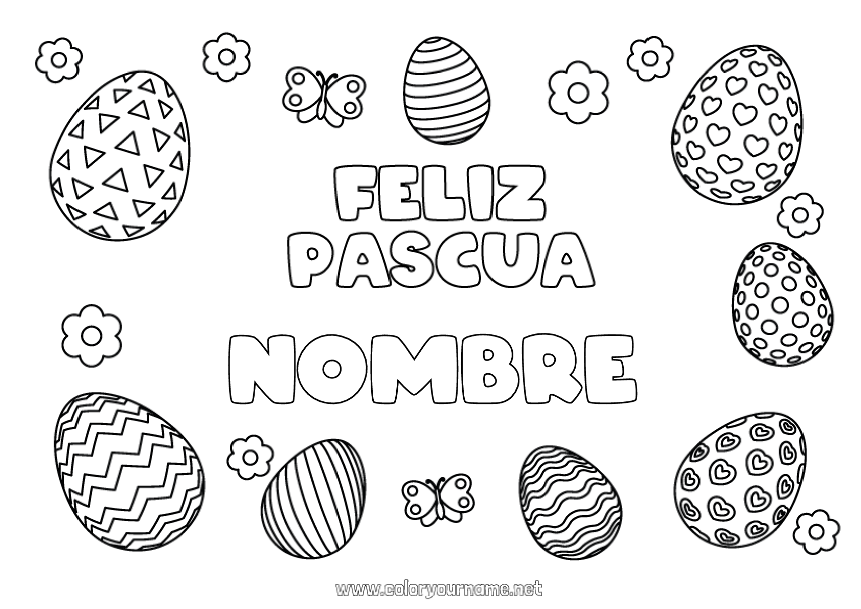 Nº de colorear 1266 - Huevos de Pascua Pascua de Resurrección Mensaje