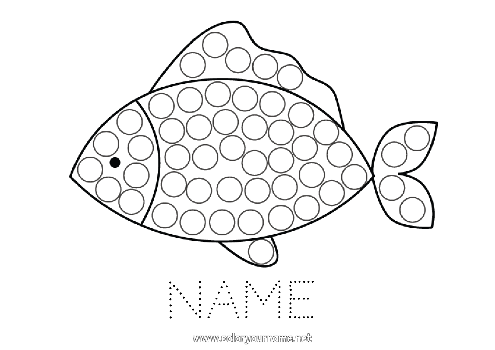 Coloring page No.1350 - Children's activities Fish Dot markers