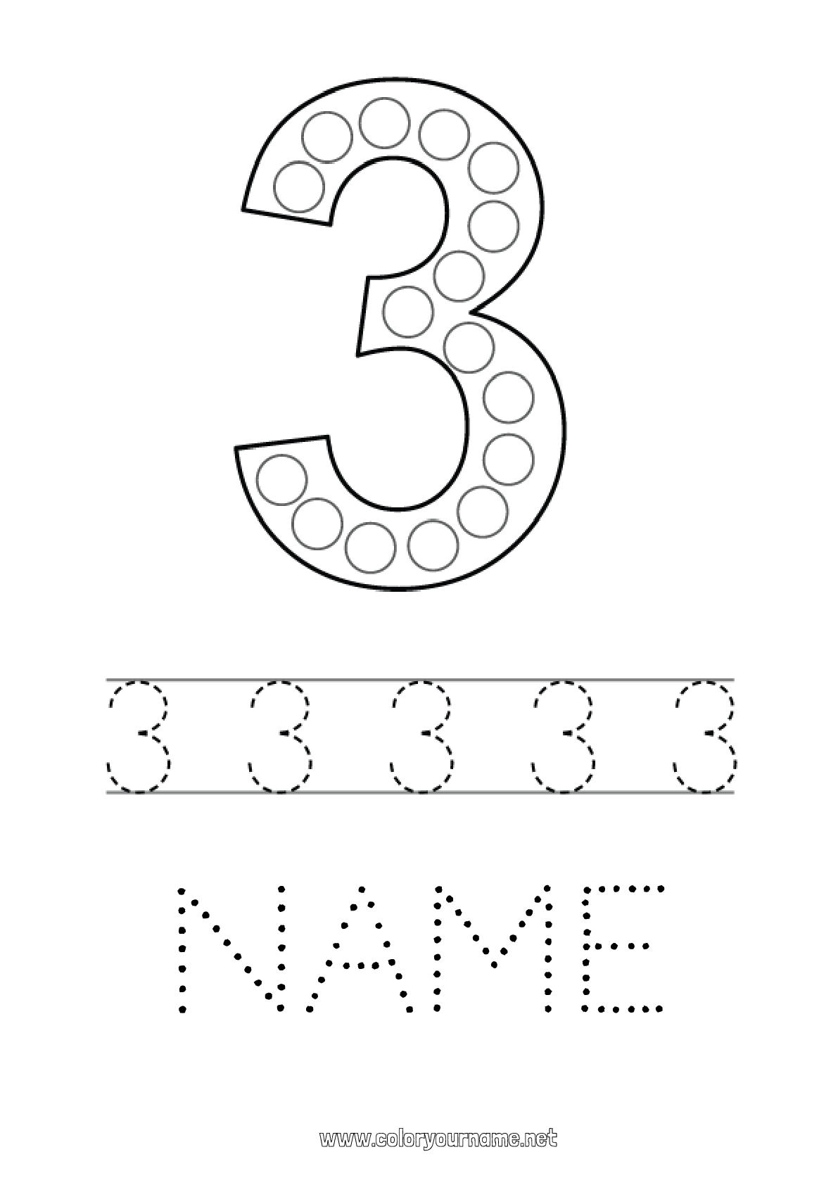 Coloring page No.1360 - Number Children's activities Dot markers