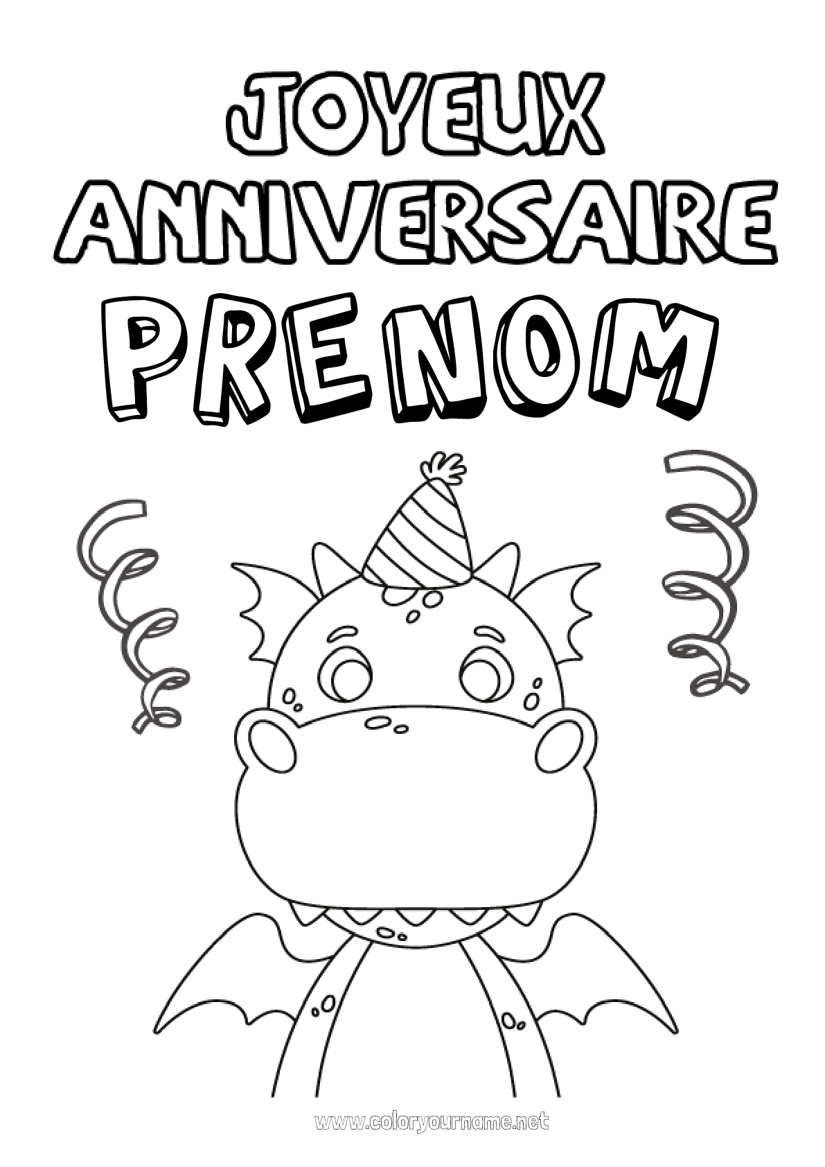 Illustration d'un anniversaire avec des dinosaures et des dragons