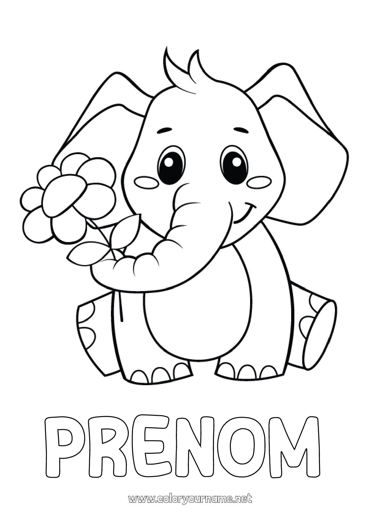 Coloriage Elephant Facile Pour Les Petits Dessin Dessin Facile Mignon à  imprimer