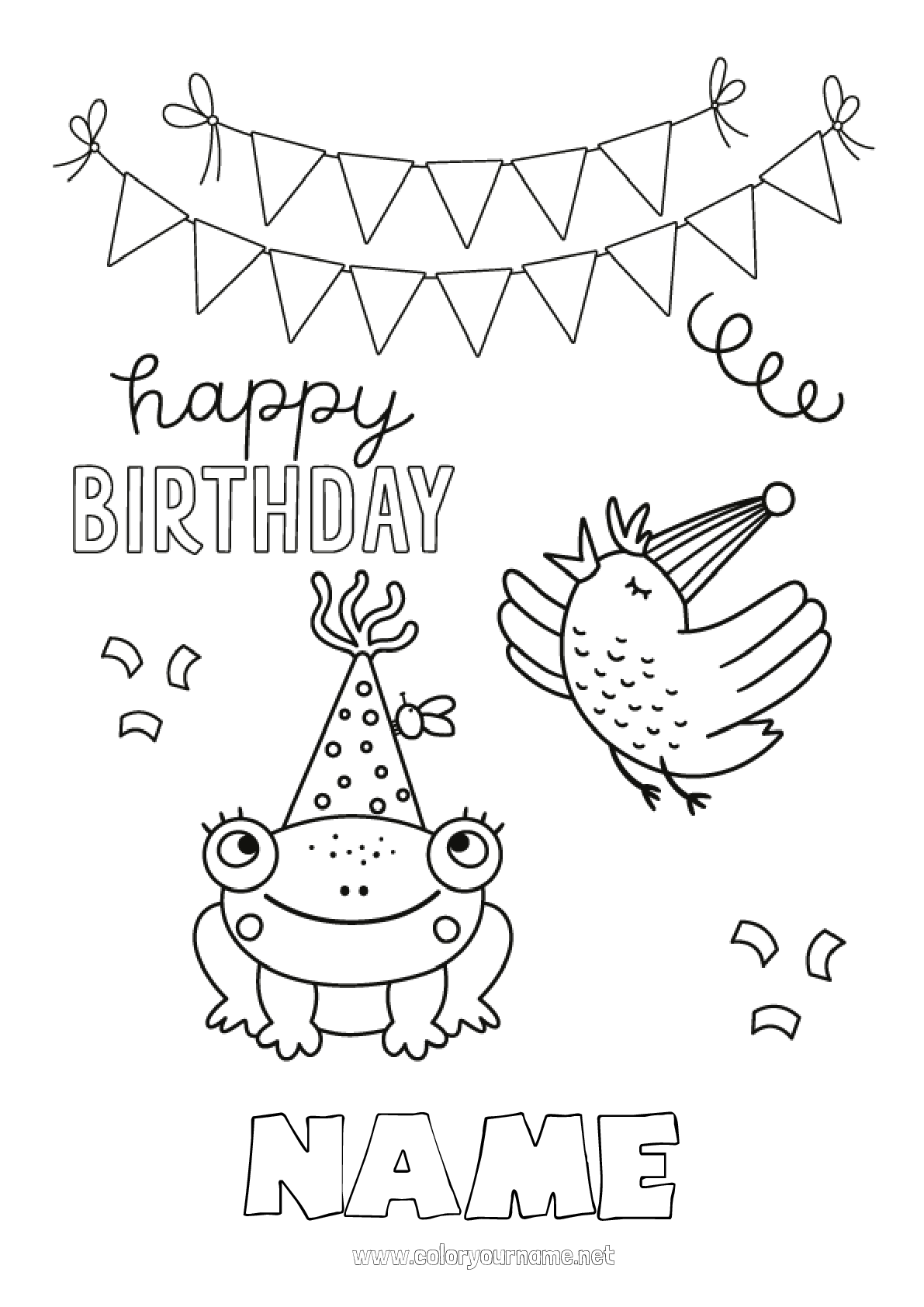 Happy Birthday ! : 100 free customizable coloring pages to print - Page 9