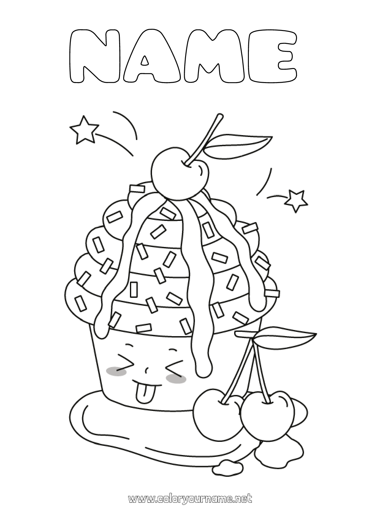 Coloring page No.1541 - Cute Kawaii Cherry