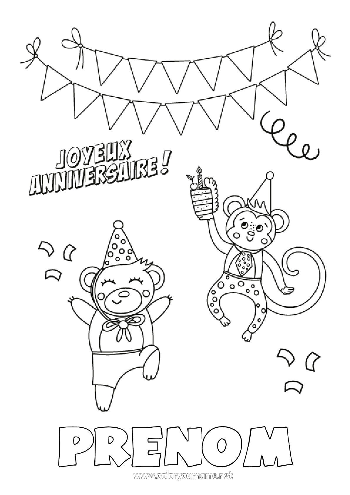 Joyeux Anniversaire ! : 96 Coloriages Personnalisables Gratuits à ...