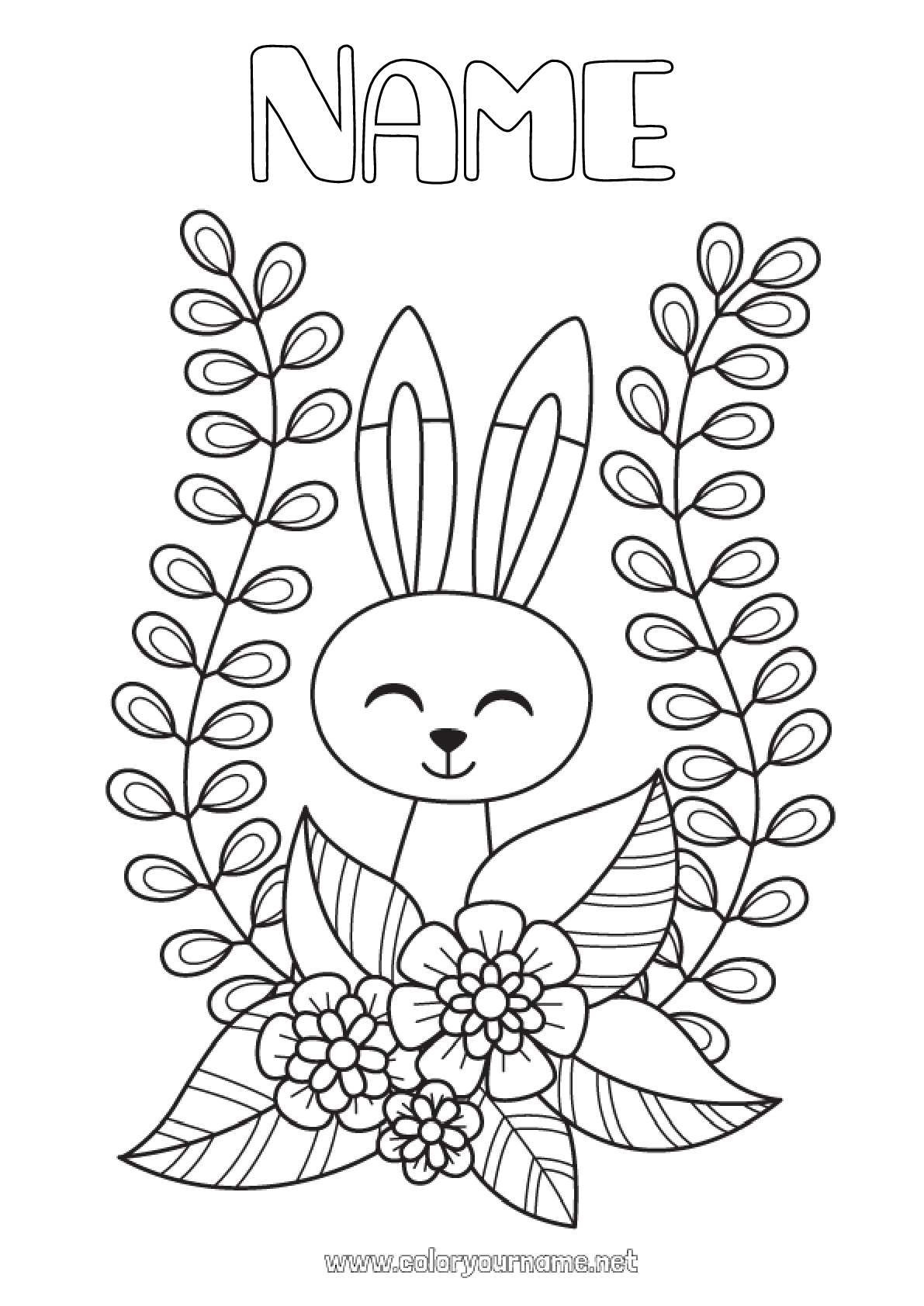 Coloring page No.1567 - Flowers Spring Bunny