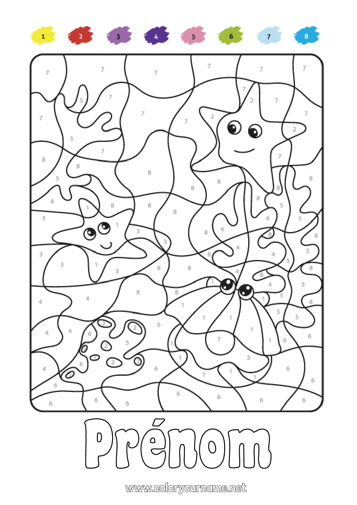 Coloriage n°1583 Chiffre Mer Coloriages magiques