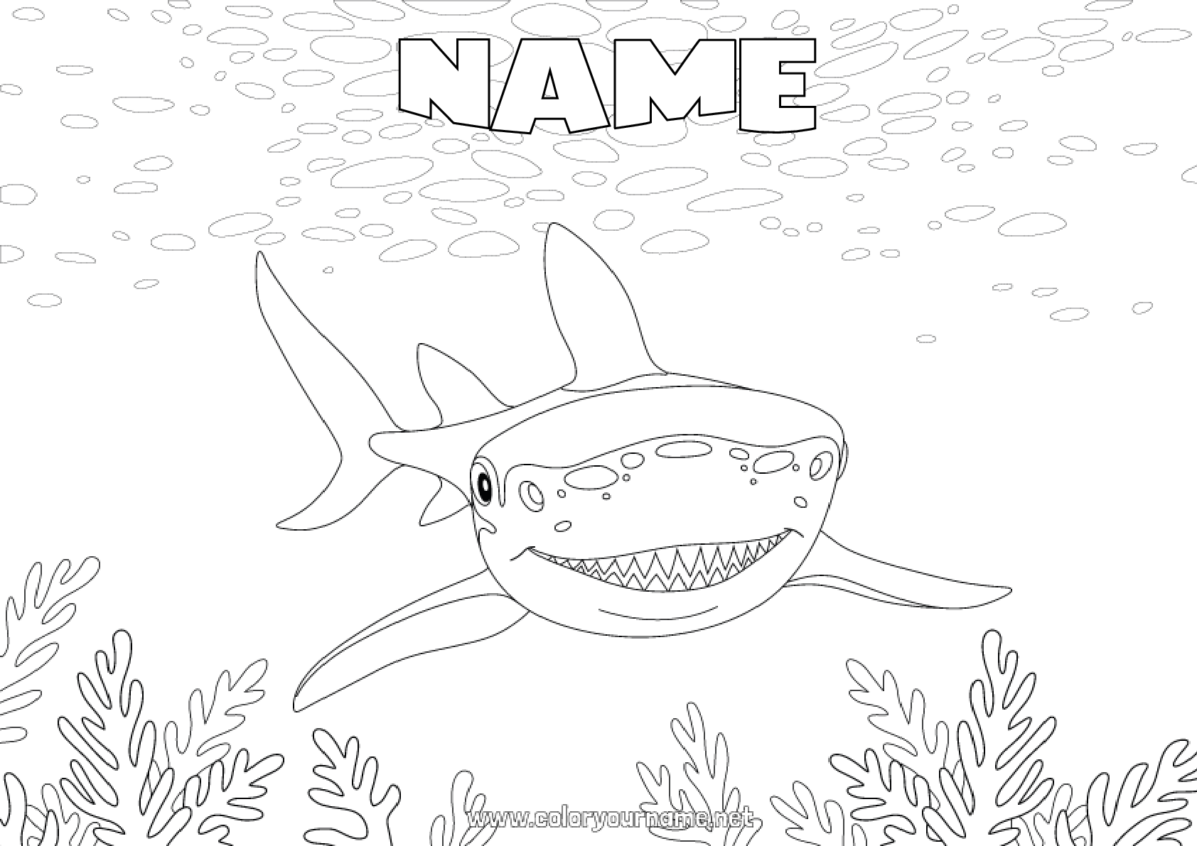 Coloring page No.1627 - Sea Animal Shark