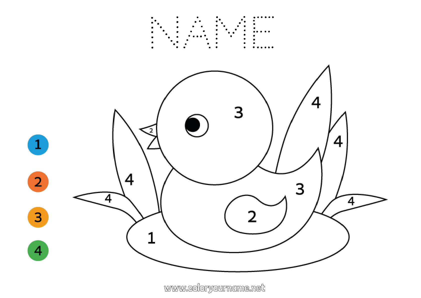 Coloring page No.1668 - Number Bird Children's activities