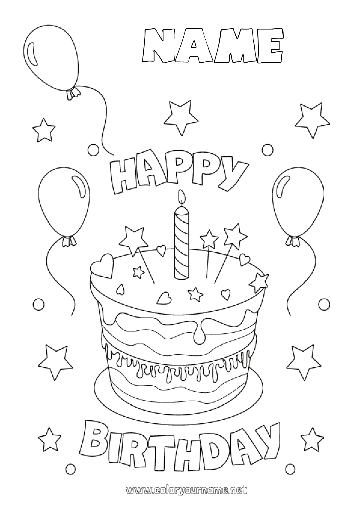 Coloring page No.176 - Candle Cake Birthday