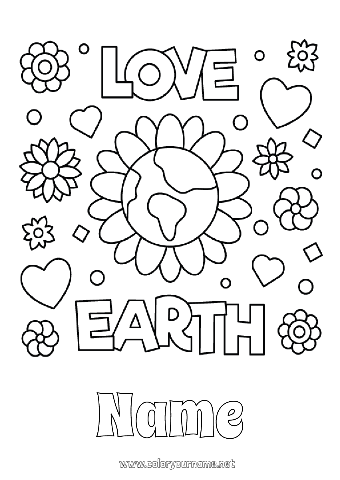 Coloring page No.1820 - Flowers Earth Earth Day