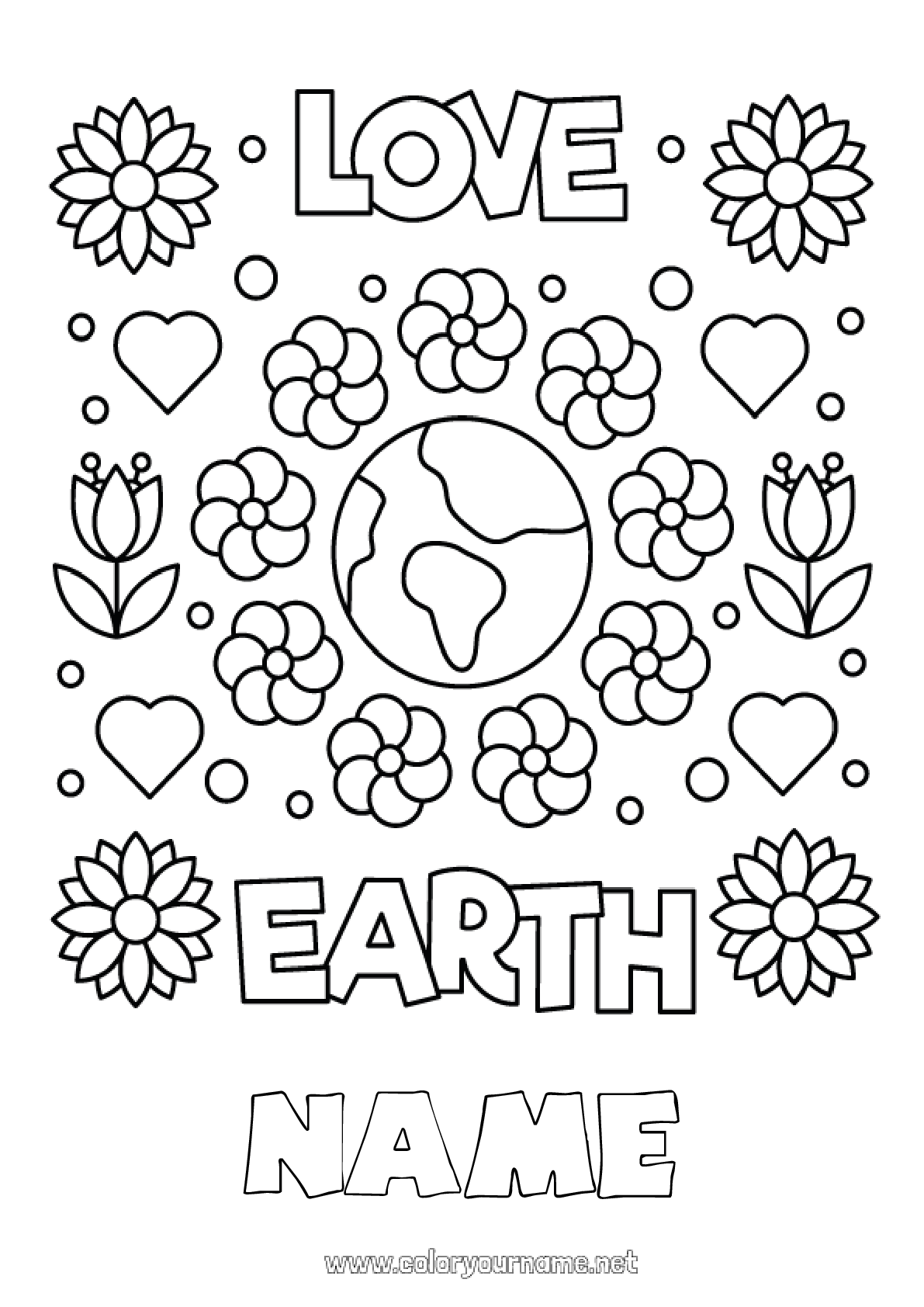 Coloring page No.1826 - Flowers Earth Earth Day