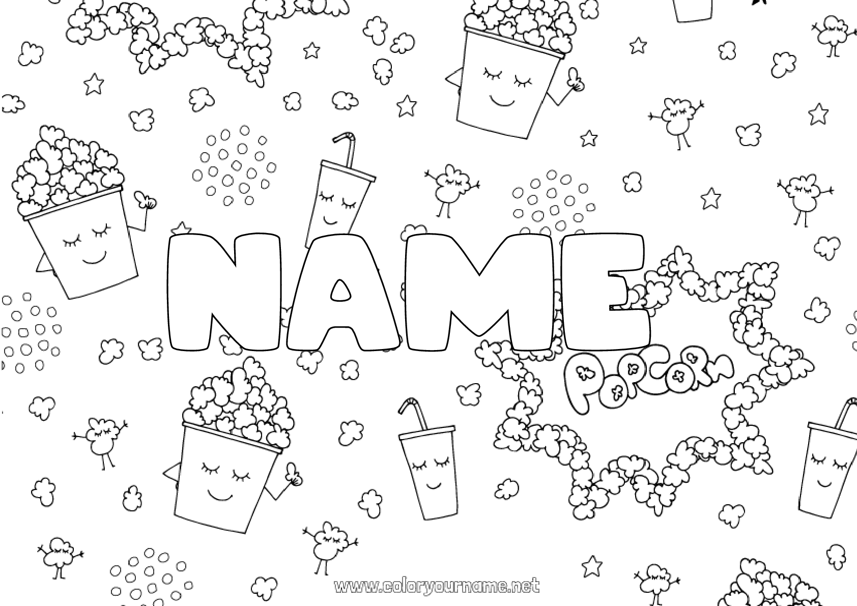 coloring-page-no-182-food-decorated-name-movie-theater