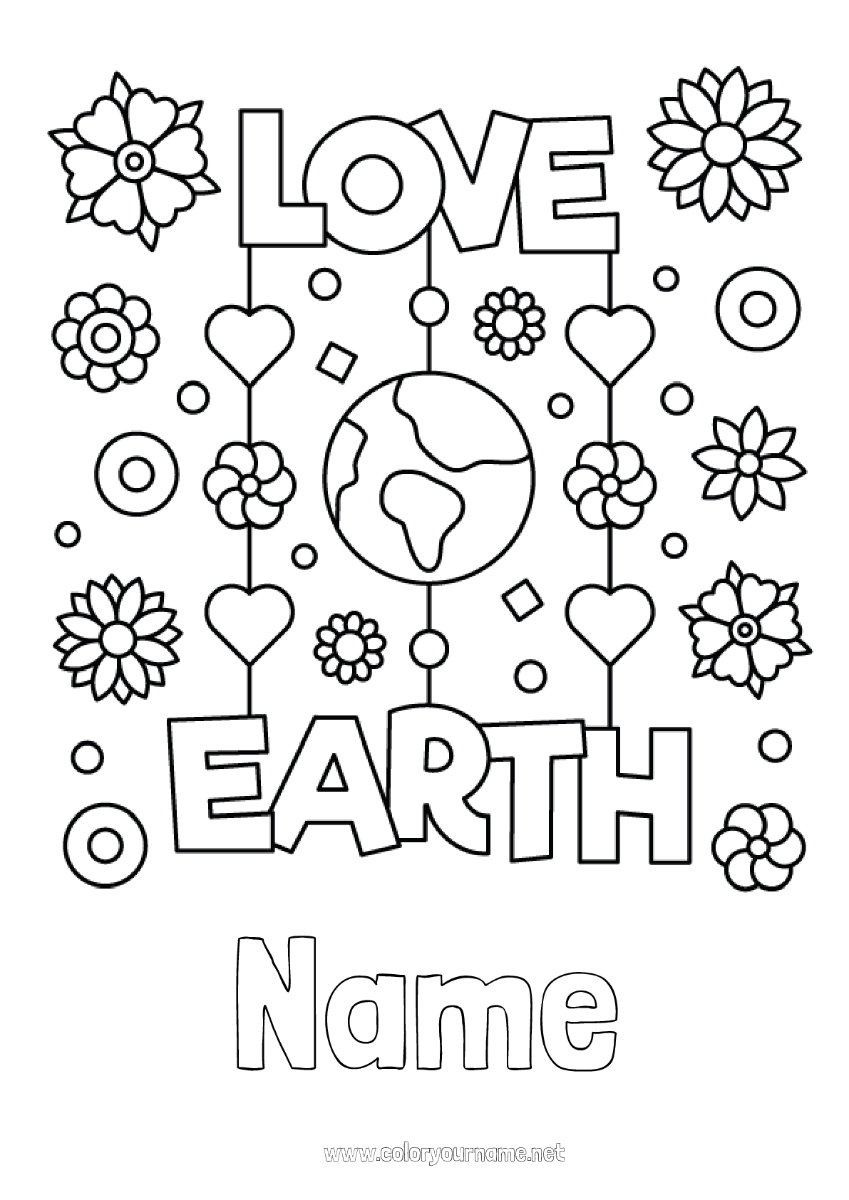 Coloring page No.1831 - Flowers Earth Earth Day