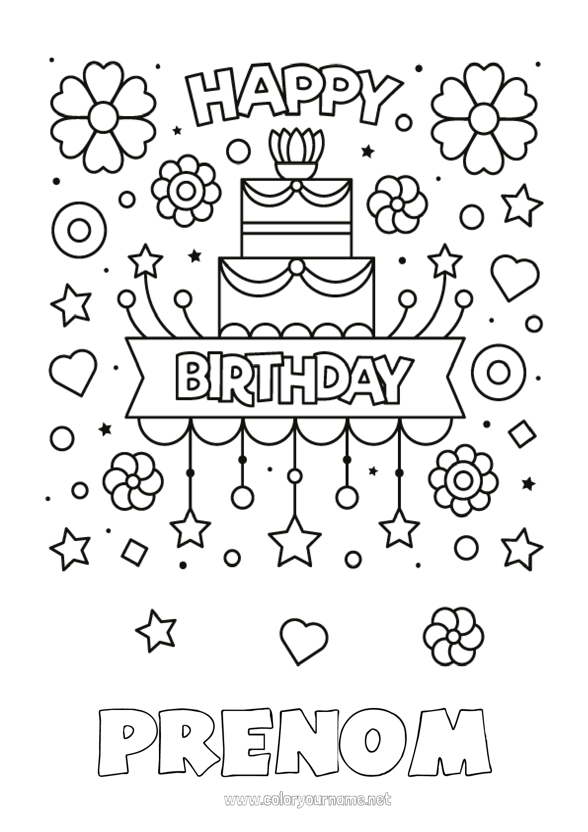 Coloriage N°185 - Gâteau Anniversaire