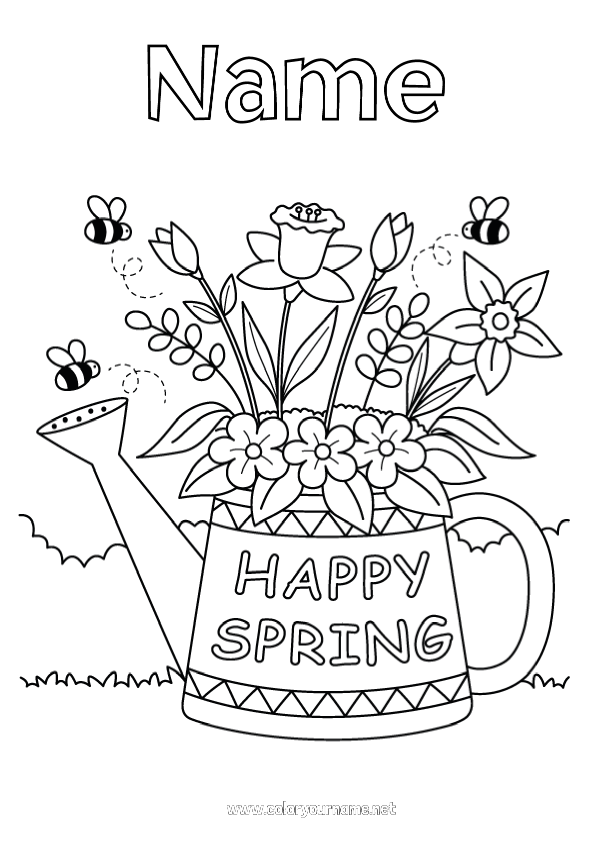 Coloring page No.1890 - Flowers Spring Bee