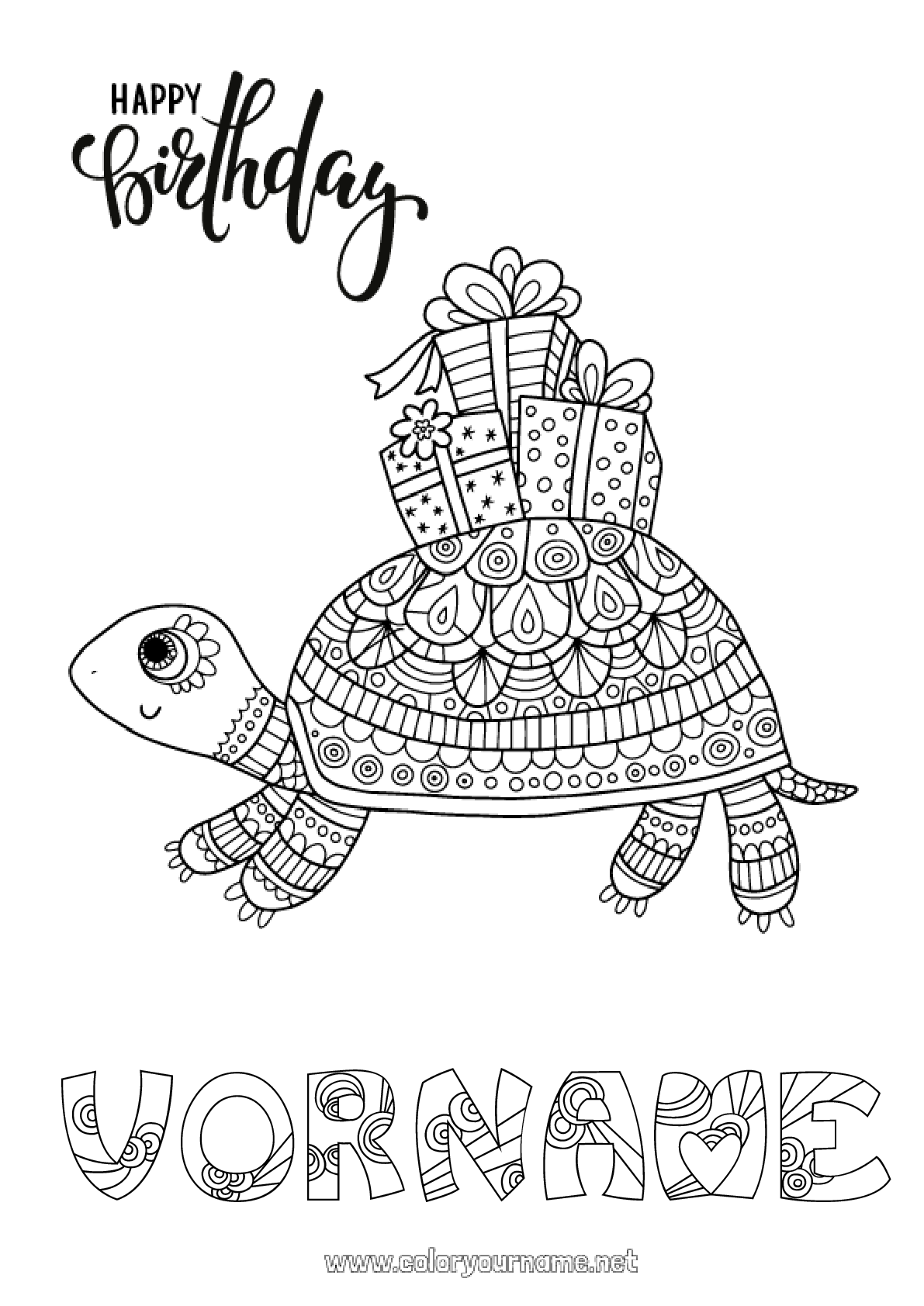 Malvorlage Nr. - Geburtstag Mandala Schildkröte