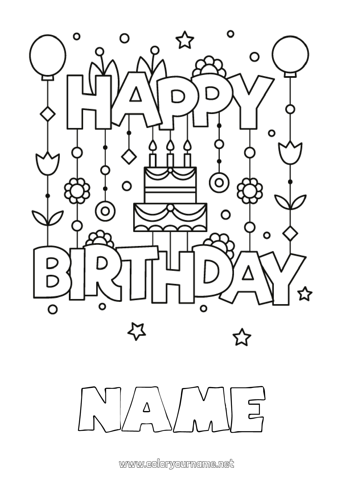 Coloring page No.191 - Cake Birthday