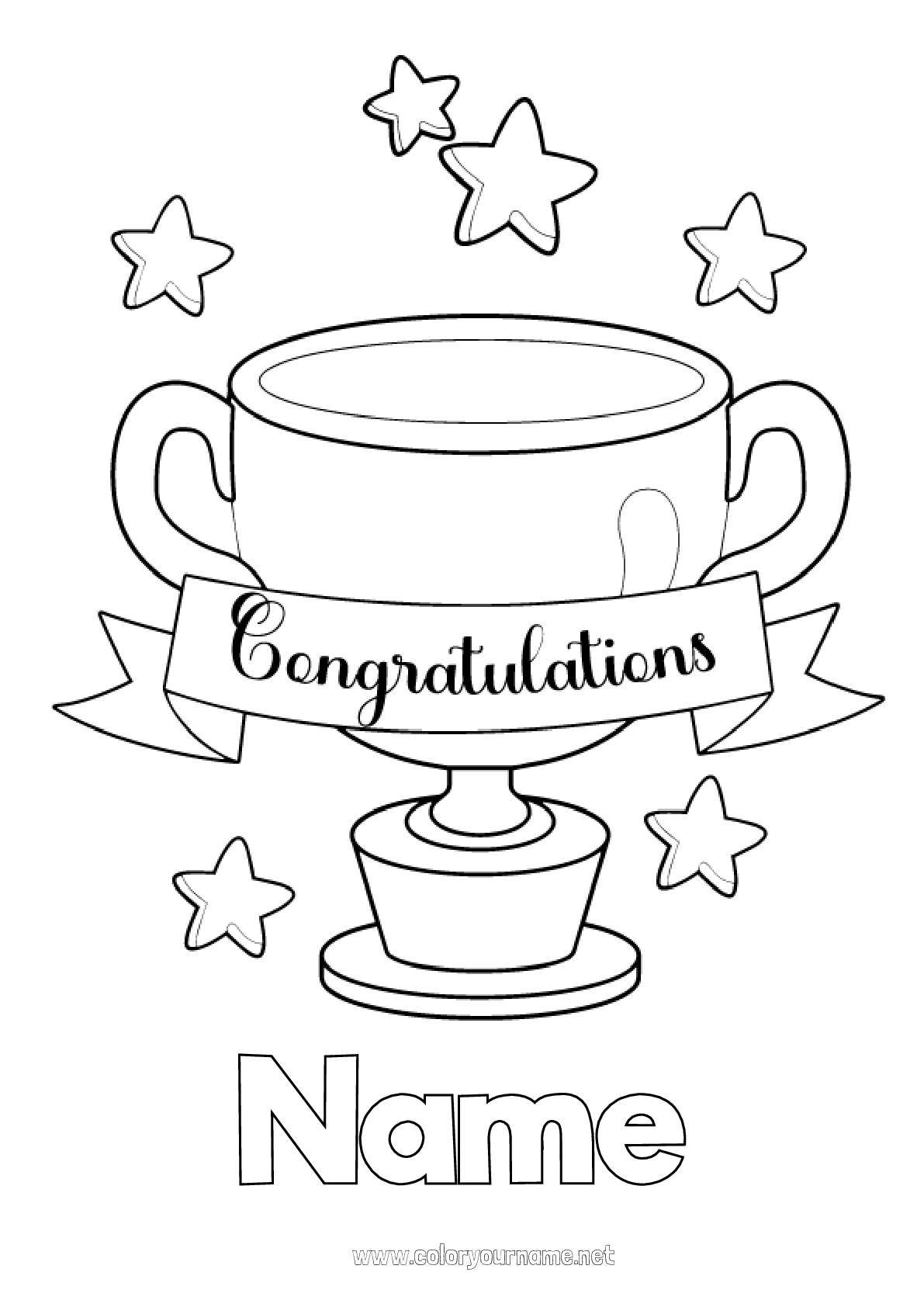 Coloring page No.2049 - Sport Cup, trophy, medal Congratulations