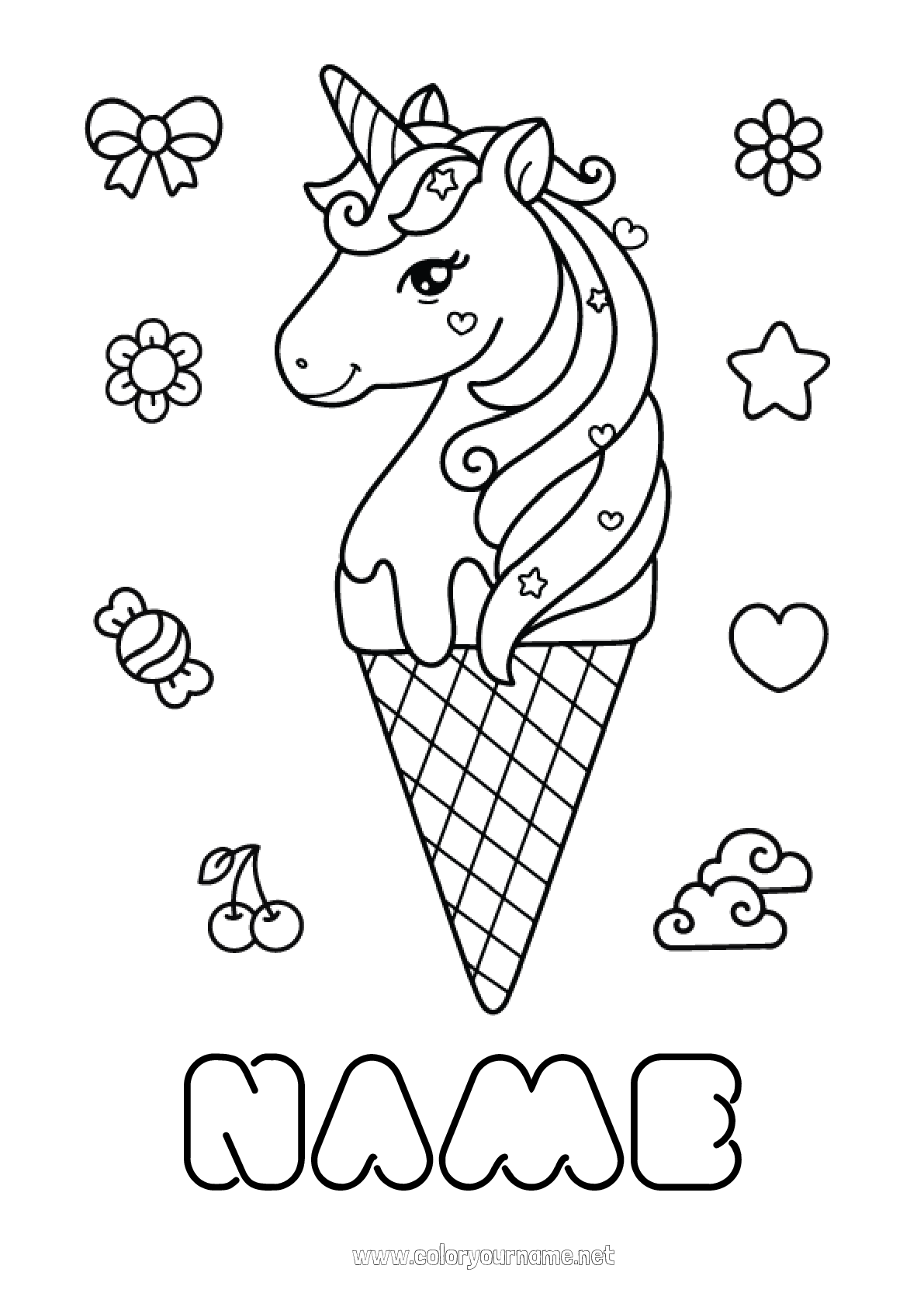 Coloriage kawaii  Unicorn coloring pages, Candy coloring pages