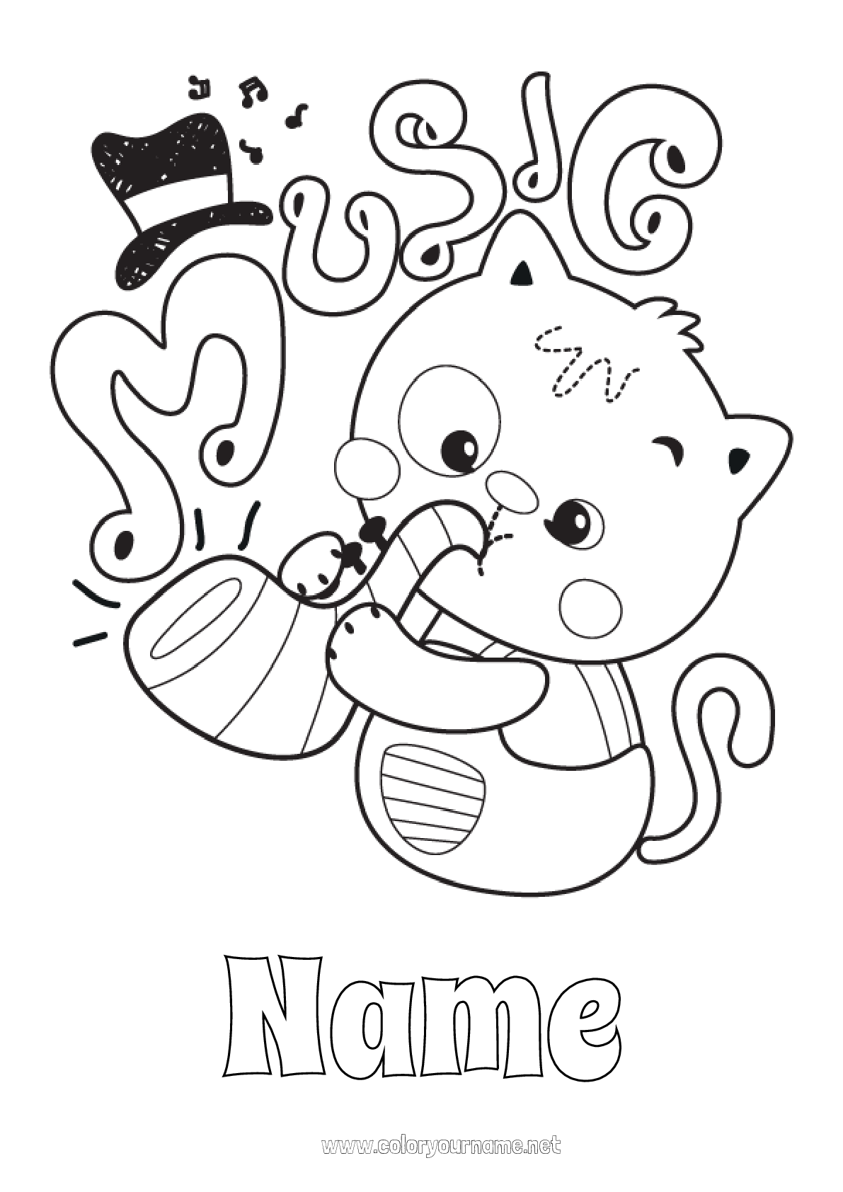 Coloring page No.2227 - Cat Music Dog and cat