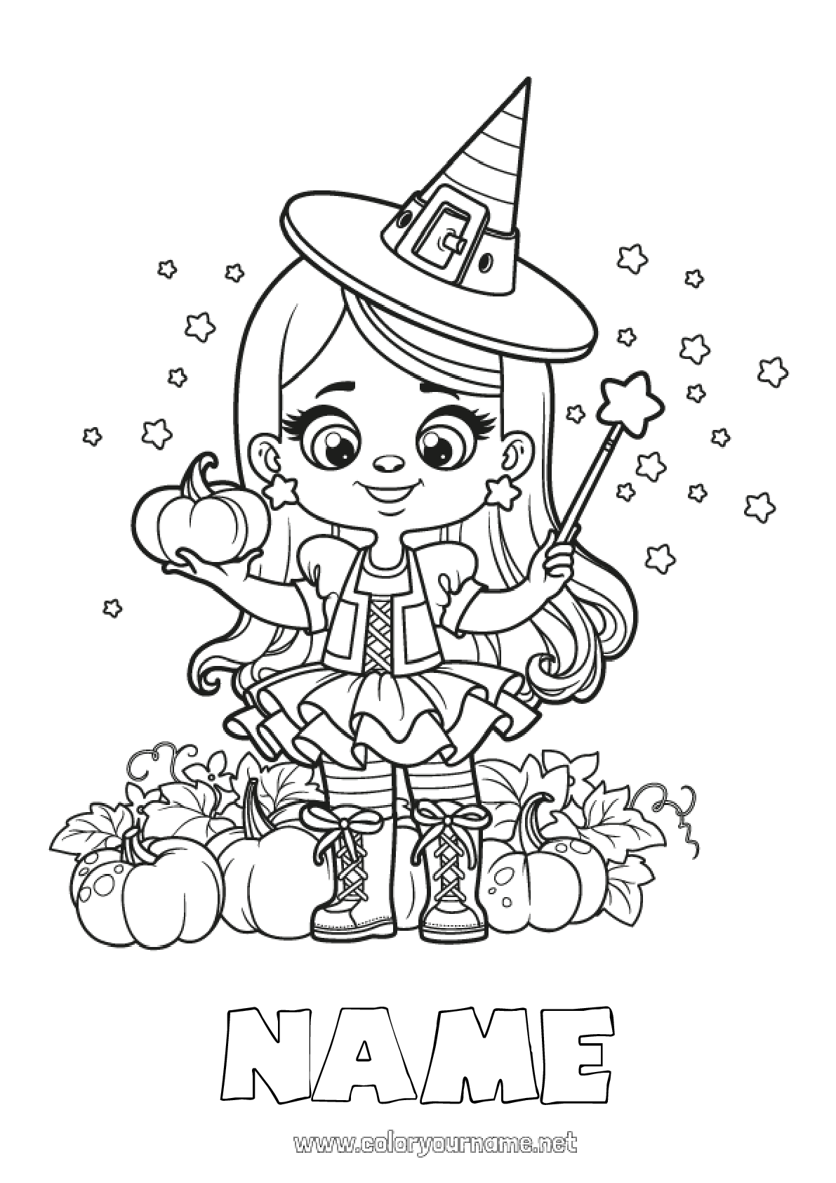 Coloring page No.224 - Pumpkin Witch Halloween