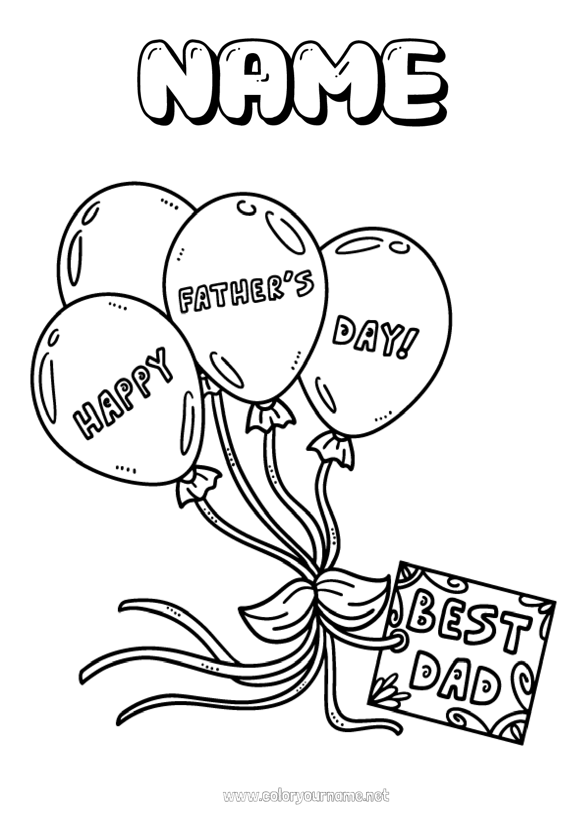 Coloring page No.2255 - Dad Happy feast day ! Balloons