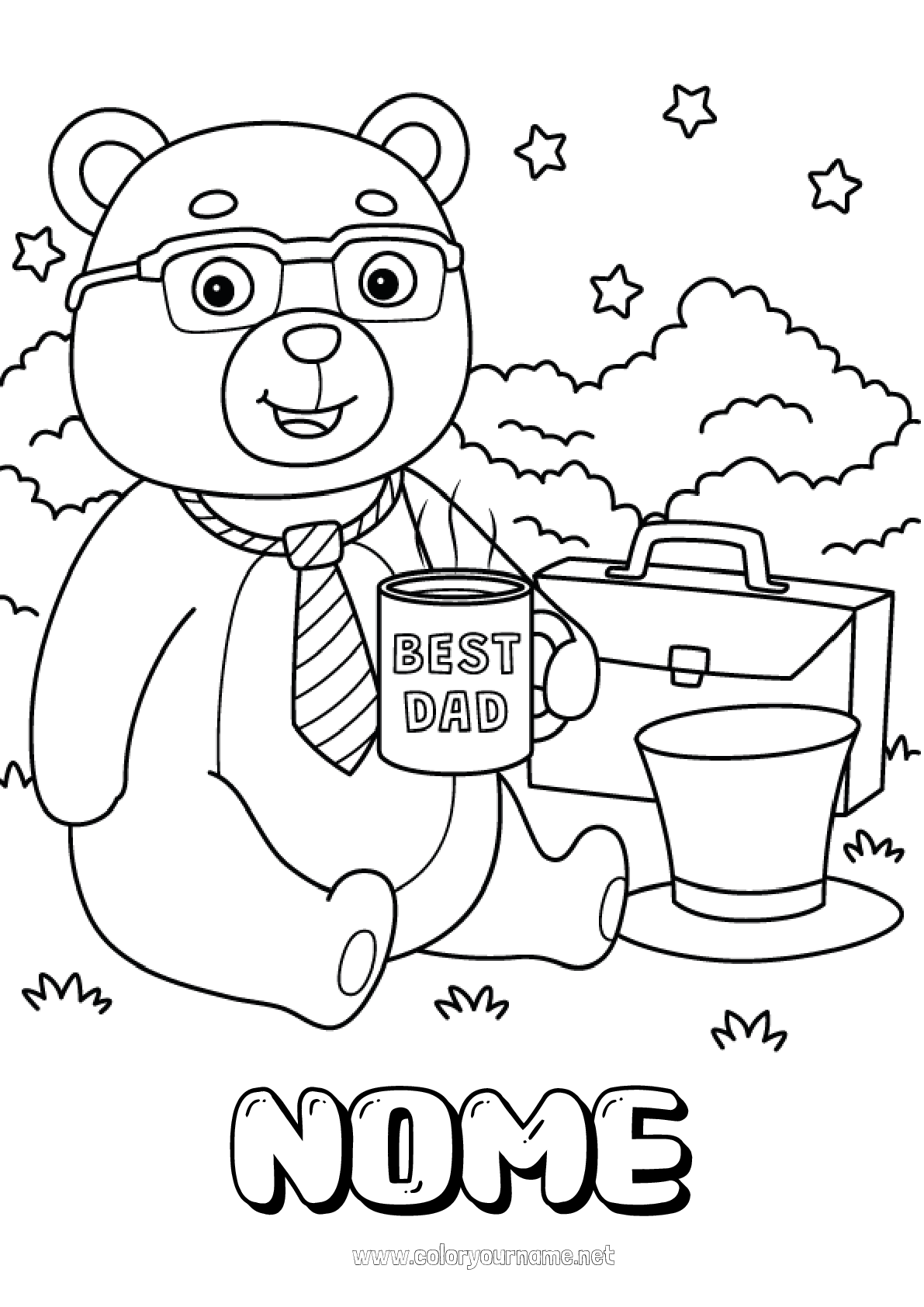 Nº De Colorir 2269 Urso Papai Feliz Aniversário