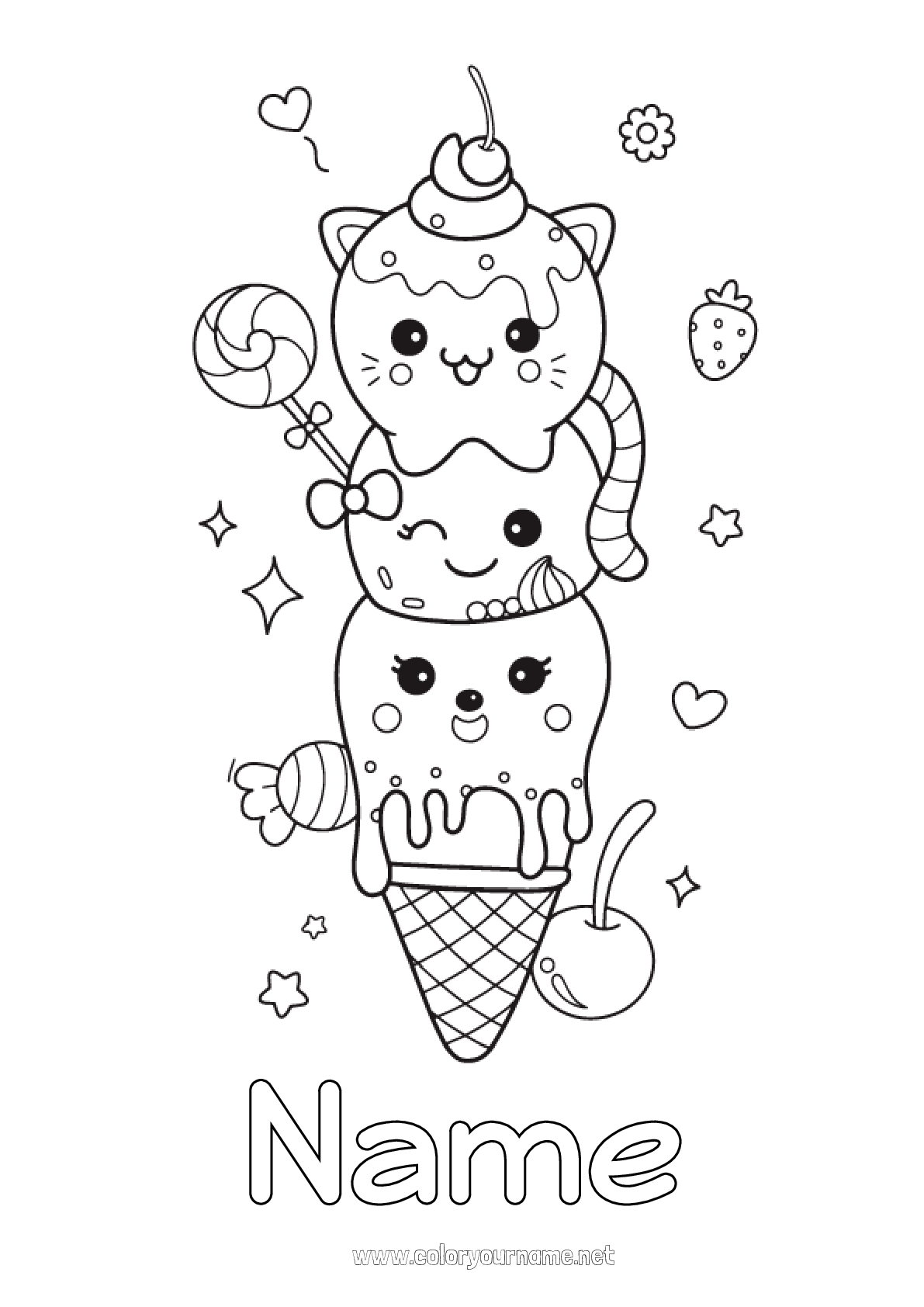 Coloring page No.2326 - Sweets Cute Kawaii