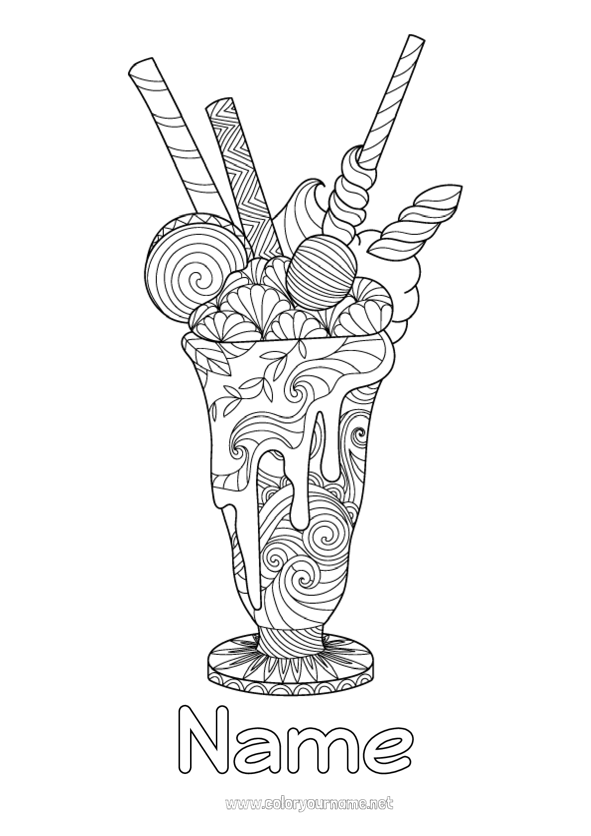 Coloring page No.2327 - Mandala Treats Ice cream