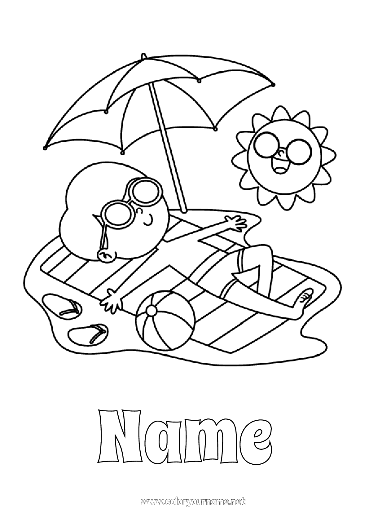 Coloring page No.2340 - Beach Child Flip flops